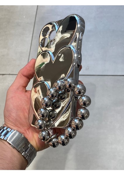 Iphone 14 Pro Max Uyumlu Kalp Figürlü Metalik Kaplamalı Telefon Kılıfı Charmlı Parlak Telefon Kılıfı fırsatları