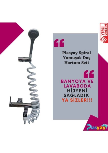 3.5m Spiral Duş Hortumu ve Seti, Şık Gri Renkli, Uzun ve Dayanıklı Tasarım