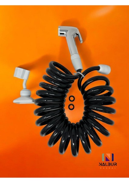 Spiral Duş Hortumu Seti 5 mt Dış Duş Başlığı ve Sağlam Tasarım Siyah modelleri