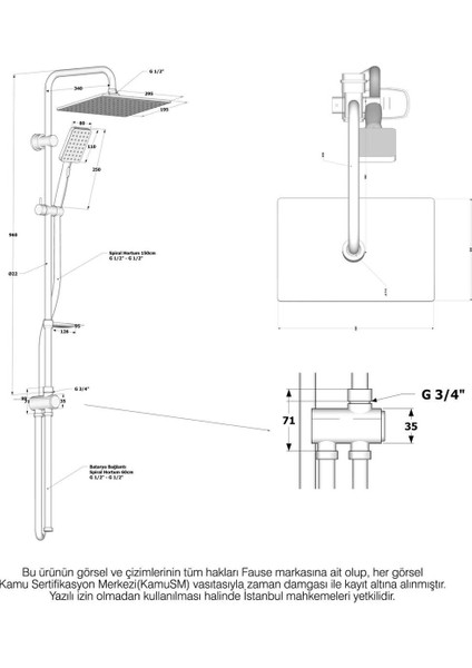 Kolonlu Tepe Duş Seti, 3 Fonksiyonlu El Başlıklı Siyah, Modern Tasarım indirimleri