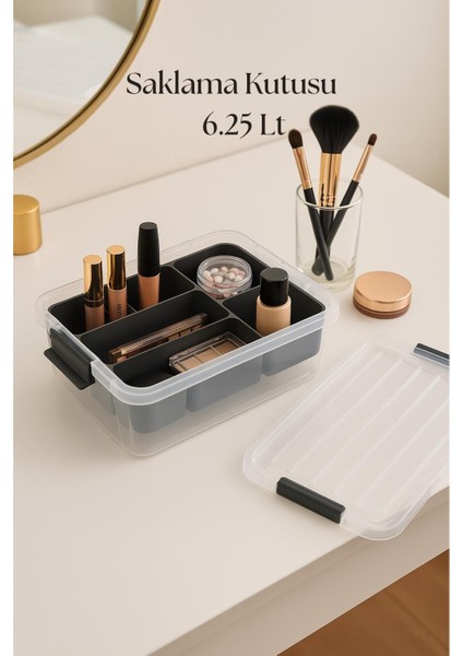 6,25 L Şeffaf Saklama Kutusu & Organizer Düzenleme Kutusu
