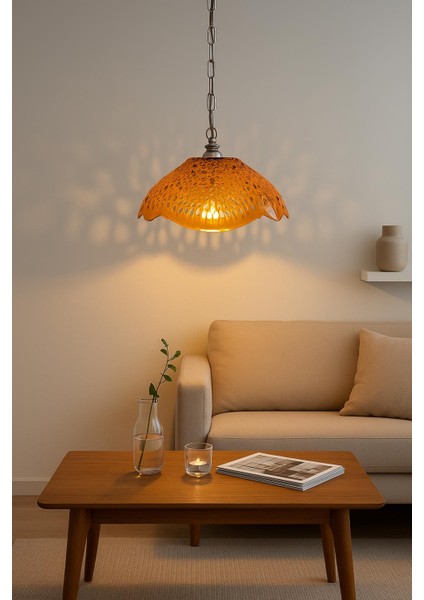 Bal Rengi Akrilik Avize Modern Dekoratif Aydınlatma 35X35X12 cm