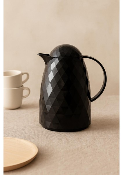 1 Lt Akrilik Siyah Çay Termosu 12 Saat Sıcak 24 Saat Soğuk