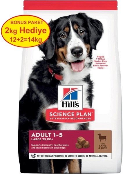 Hills Büyük Irk Kuzu Etli Yetişkin Köpek Maması 12+2 kg Hediyeli