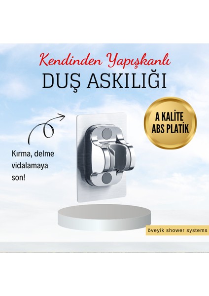 Krom Kendinden Yapışkanlı 15 kg Taşıyan Nano Duş Askısı Kolay Kurulum fiyatları