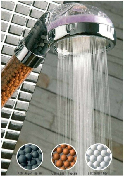 Su Tasarruflu ve Filtreli Boncuklu Arıtmalı Duş Başlığı