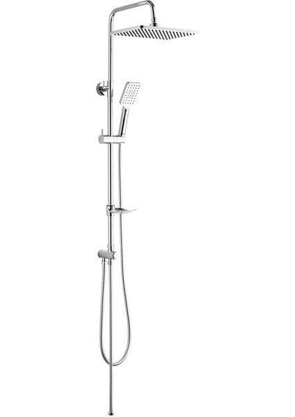 3 Fonksiyonlu Teleskopik Duş Seti, Gri, Kolonlu, El Başlıklı, Modern Tasarım