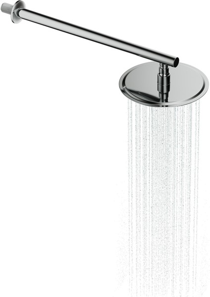 Şık Gri Duş Seti 20X20 cm ve 42,5 cm Duvardan Kolu, Paslanmaz Krom, 2 Parça