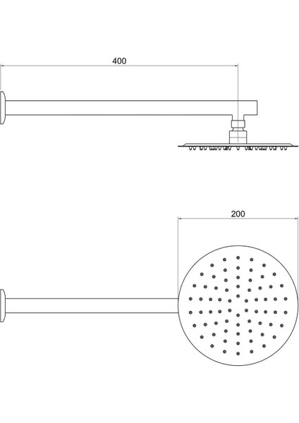 Şık Gri Duş Seti 20X20 cm ve 42,5 cm Duvardan Kolu, Paslanmaz Krom, 2 Parça indirimleri