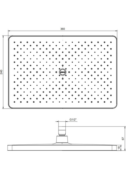 Dikdörtgen Siyah Banyo Duş Başlığı 36X24, Modern ve Şık Tasarım fiyatları