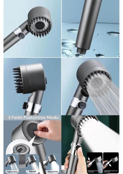 Filtreli Masajlı 3 Fonksiyonlu Duş Başlığı, Rahatlatıcı ve Şık Tasarım fiyatları