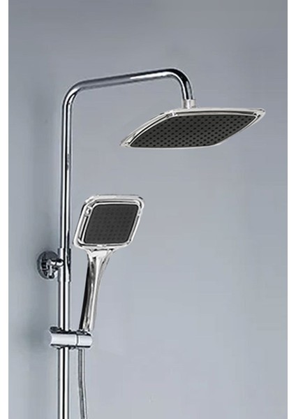 Kare Duş Başlığı Seti, Yağmurlama Sistemi, Masaj, Siyah Krom Tasarım fırsatları