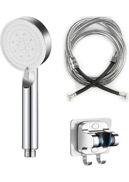 5 Fonksiyonlu Yüksek Basınçlı Siyah Duş Seti, 150 Cm, Yapışkanlı Mafsal Hortum