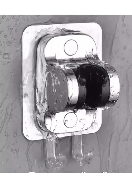 Krom Duş Seti, 5 Kademe Ayarlı Başlık, Yapışkanlı Mafsal, 1.5 mt Spiral Hortum