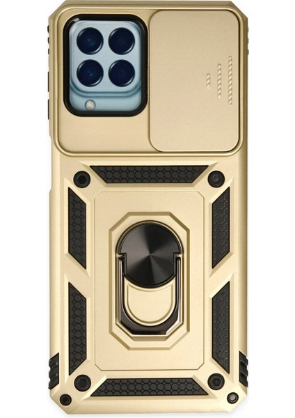 Zengezur Newface Samsung Galaxy M33 Kılıf Pars Lens Yüzüklü Silikon - Gold