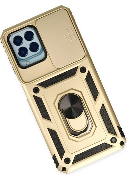 Zengezur Newface Samsung Galaxy M33 Kılıf Pars Lens Yüzüklü Silikon - Gold modelleri