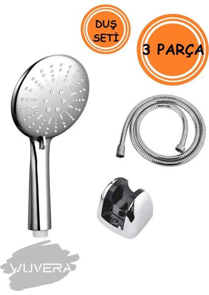 Şık ve Fonksiyonel Banyo Duş Başlığı ve Seti, Gümüş Renk Seçeneğiyle.