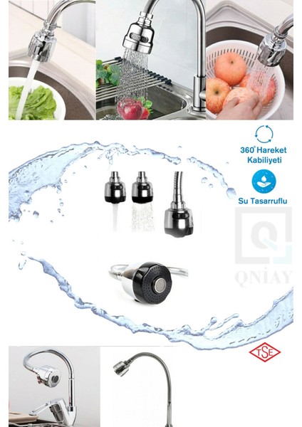 Iki Fonksiyonlu Spiral Musluk Başlığı, Oynar ve Pratik Kullanım Imkanı