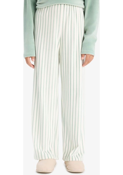 Kız Çocuk Pijama Takımı Polar Uzun Kollu Üst Çizgili Uzun Alt D1068A825WN indirimleri