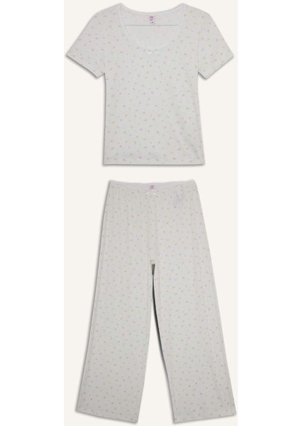 Pijama Takımı Regular Fit Kısa Kollu Üst Uzun Alt-Fall in Love F3531AX25AU