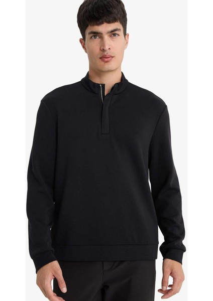 Regular Fit Dik Yaka Yarım Fermuarlı Sweatshirt F2821AX25AU fiyatları