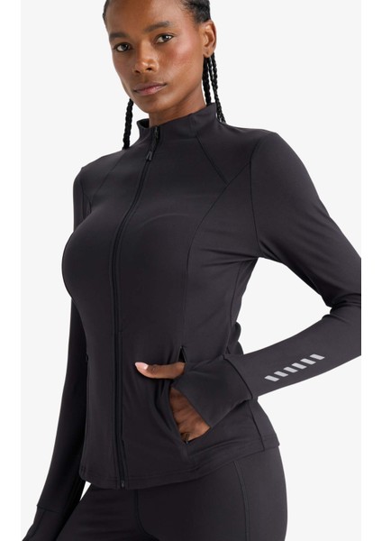 Slim Fit Dar Kesim Dik Yaka Hırka E9676AX25AU