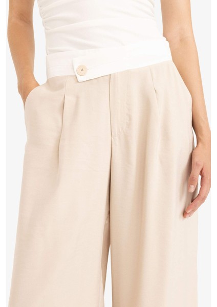 Wide Leg Cep Detaylı Normal Bel Düz Paça Uzun Boy Modal Pantolon F9108AX25SM indirimleri