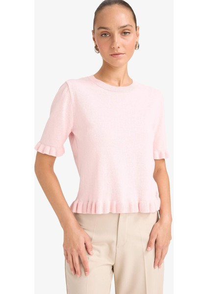 Regular Fit Bisiklet Yaka Kısa Kollu Kazak G0186AX25AU