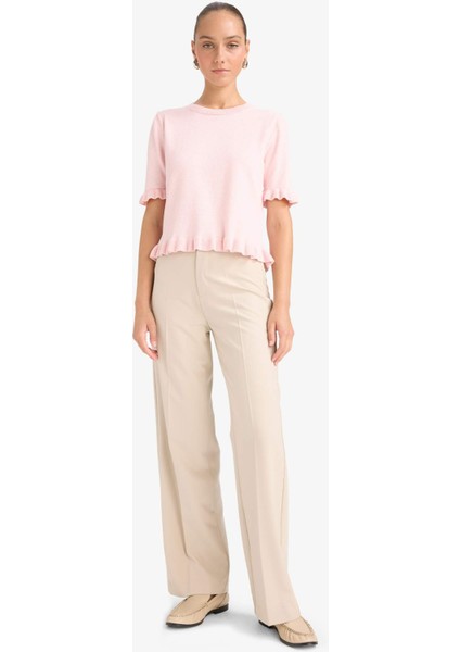 Regular Fit Bisiklet Yaka Kısa Kollu Kazak G0186AX25AU fiyatları