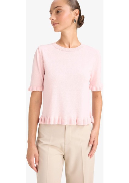 Regular Fit Bisiklet Yaka Kısa Kollu Kazak G0186AX25AU modelleri