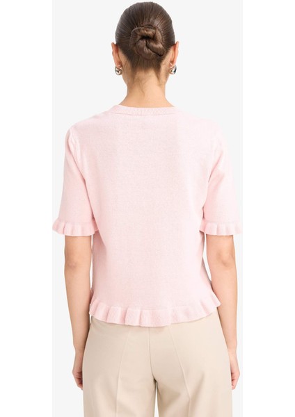 Regular Fit Bisiklet Yaka Kısa Kollu Kazak G0186AX25AU