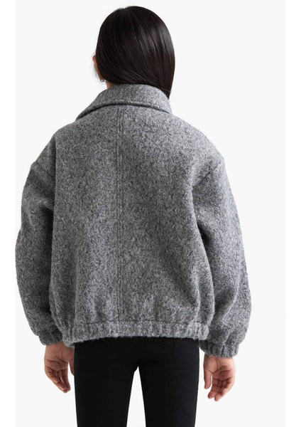 Kız Çocuk Polo Yaka Fermuarlı Bomber Mont E9352A825AU