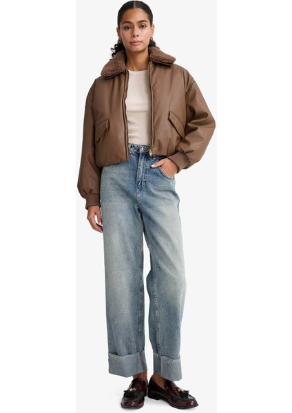 Regular Fit Polo Yaka Suni Deri Mont F2813AX25WN fiyatları