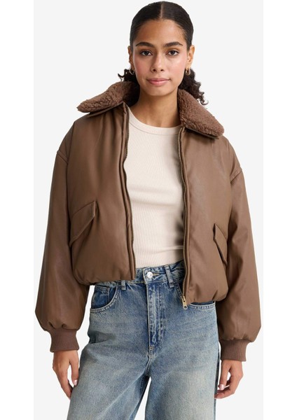 Regular Fit Polo Yaka Suni Deri Mont F2813AX25WN modelleri