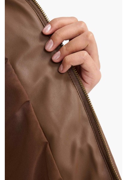 Regular Fit Polo Yaka Suni Deri Mont F2813AX25WN