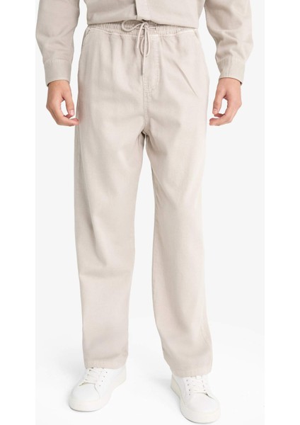 Baggy Fit Geniş Paça Gabardin Pantolon F6129AX25AU fırsatları