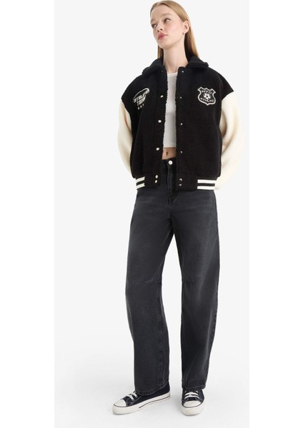 Coool Oversize Geniş Kalıp Polo Yaka Pelüş Bomber Ceket fiyatları