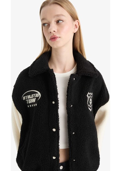 Coool Oversize Geniş Kalıp Polo Yaka Pelüş Bomber Ceket modelleri