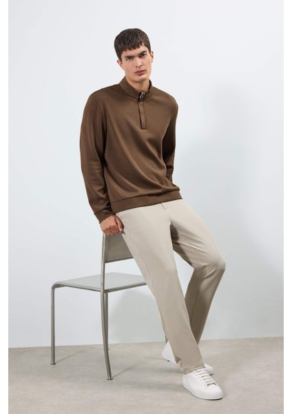 Regular Fit Dik Yaka Yarım Fermuarlı Sweatshirt F2821AX25AU fiyatları
