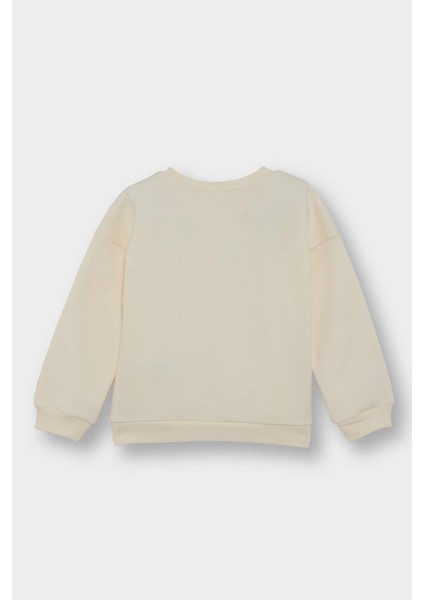 Kız Bebek Bisiklet Yaka Balerin Baskılı İçi Yumuşak Tüylü Sweatshirt E8927A525AU modelleri