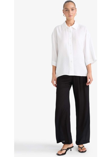 Relax Fit Beli Lastikli Uzun Twill Pantolon G0184AX25SM fiyatları