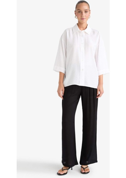 Relax Fit Beli Lastikli Uzun Twill Pantolon G0184AX25SM fırsatları