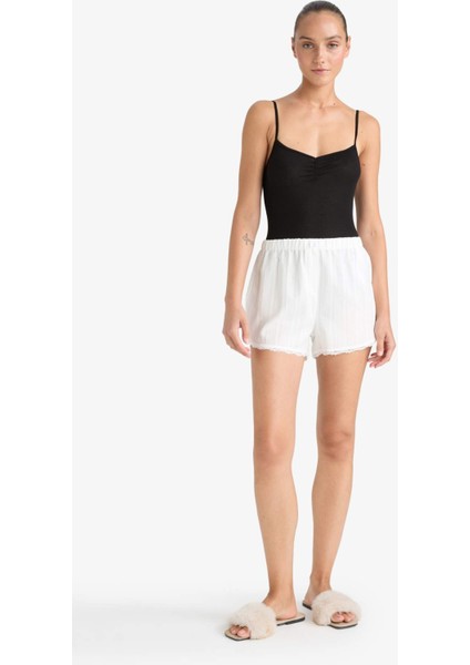 Regular Fit Beli Lastikli Şort Pijama Altı-Fall in Love F8934AX25HS