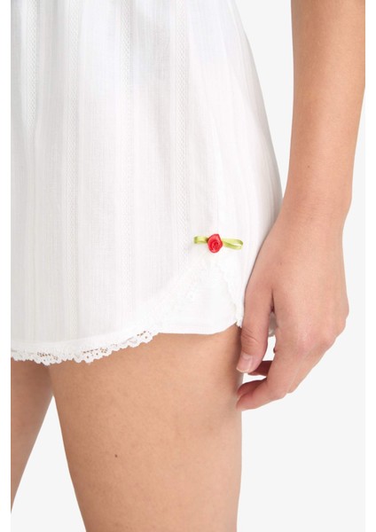 Regular Fit Beli Lastikli Şort Pijama Altı-Fall in Love F8934AX25HS