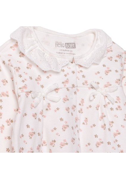 Kız Bebek Uzun Kol Pijama Takımı Interlok Bebe Yaka Uzun Kol Reçme Paça modelleri