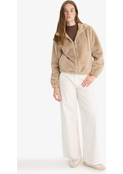 Regular Fit Polar Astarlı Kapüşonlu Fermuarlı Suni Kürk F2148AX25WN fiyatları