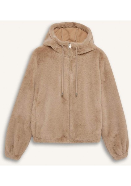 Regular Fit Polar Astarlı Kapüşonlu Fermuarlı Suni Kürk F2148AX25WN