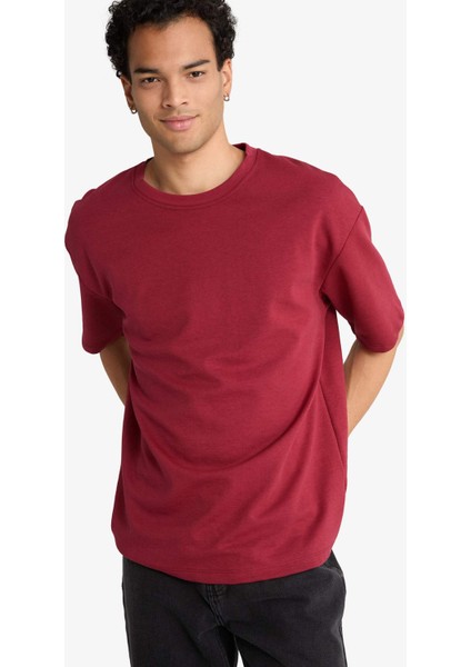 Oversize Geniş Kalıp Bisiklet Yaka Kısa Kollu Tişört G1702AX25AU modelleri