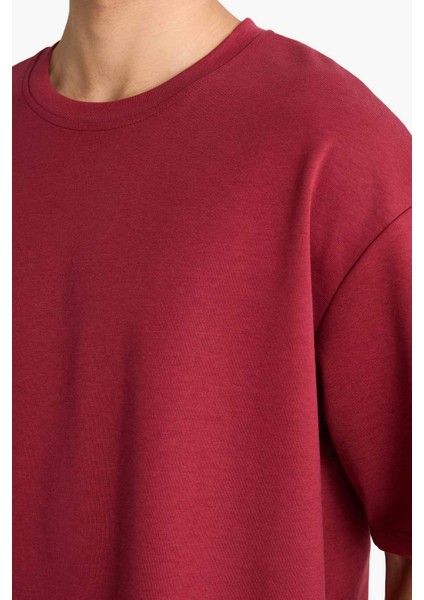 Oversize Geniş Kalıp Bisiklet Yaka Kısa Kollu Tişört G1702AX25AU indirimleri