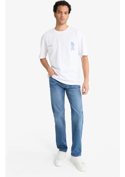 Boxy Fit Bisiklet Yaka Sırt Baskılı Kısa Kollu Tişört F8595AX25AU fiyatları